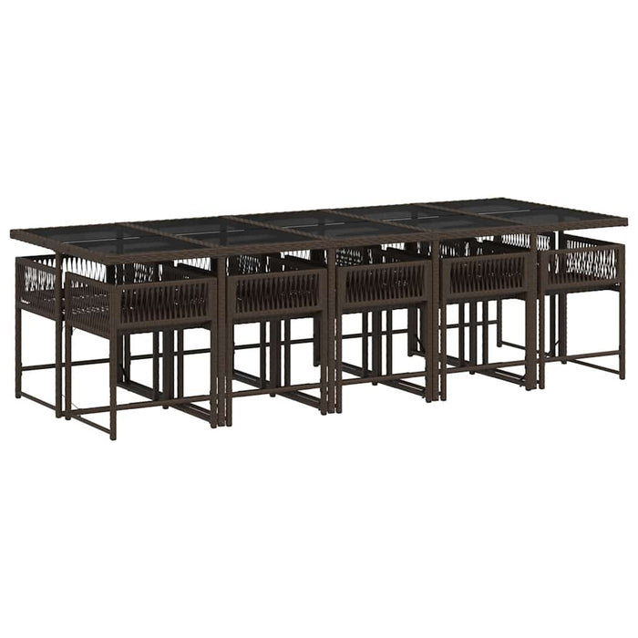 Set mobilier de grădină cu perne, 11 piese, maro, poliratan WALTI