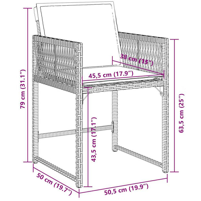 Set mobilier de grădină cu perne, 11 piese, maro, poliratan WALTI