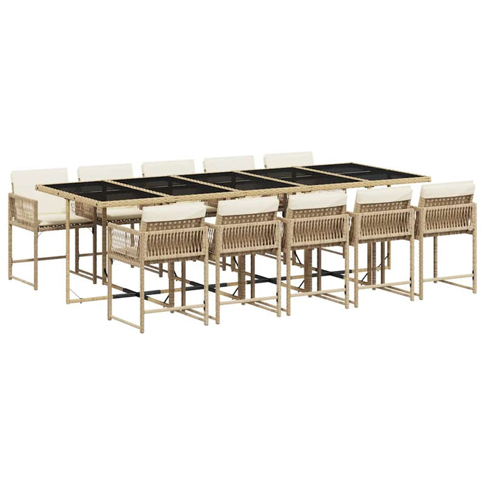 Set mobilier de grădină cu perne, 11 piese, bej, poliratan - WALTI WALTI