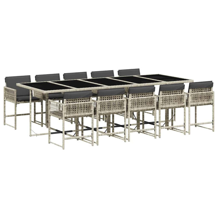 Set mobilier de grădină cu perne 11 piese gri deschis poliratan - WALTI WALTI