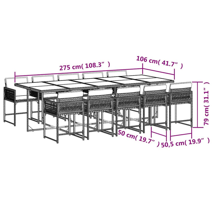 Set mobilier grădină cu perne, 11 piese bej combinat poliratan - WALTI WALTI
