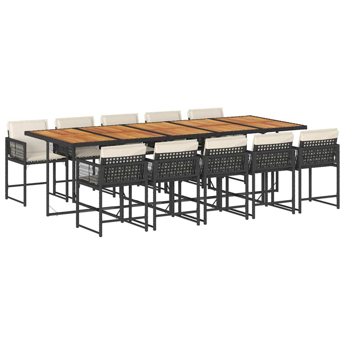 Set mobilier de exterior cu perne, 11 piese, negru, poliratan - WALTI WALTI