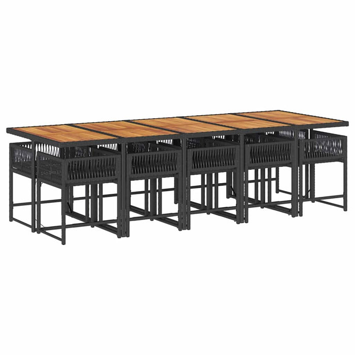 Set mobilier de exterior cu perne, 11 piese, negru, poliratan - WALTI WALTI