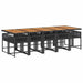 Set mobilier de exterior cu perne, 11 piese, negru, poliratan - WALTI WALTI