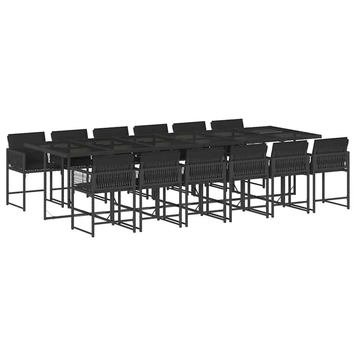 Set mobilier de grădină cu perne, 13 piese, negru, poliratan - WALTI WALTI