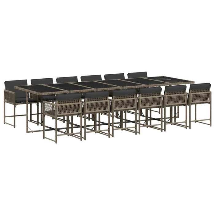 Set mobilier de grădină cu perne, 13 piese, gri, poliratan WALTI