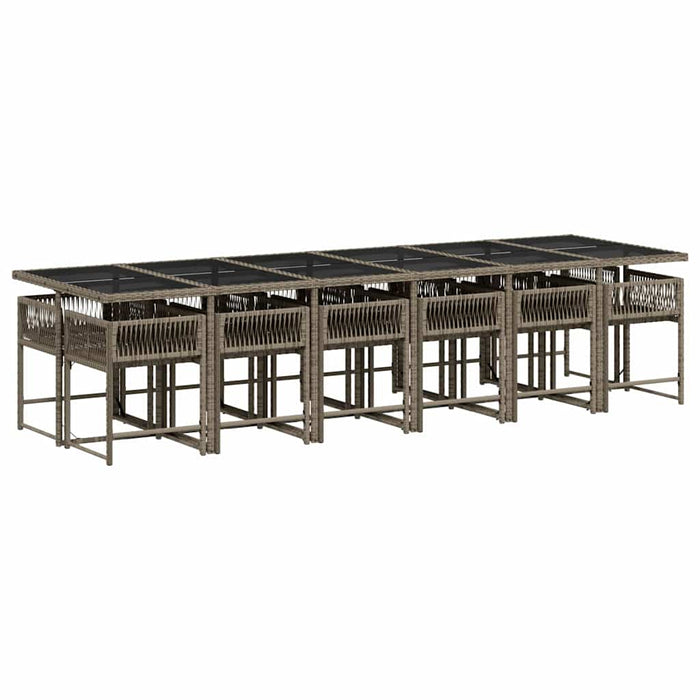 Set mobilier de grădină cu perne, 13 piese, gri, poliratan WALTI
