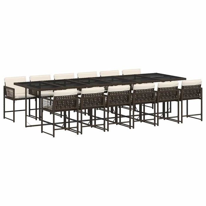 Set mobilier de grădină, 13 piese, maro, cu perne, poliratan - WALTI WALTI