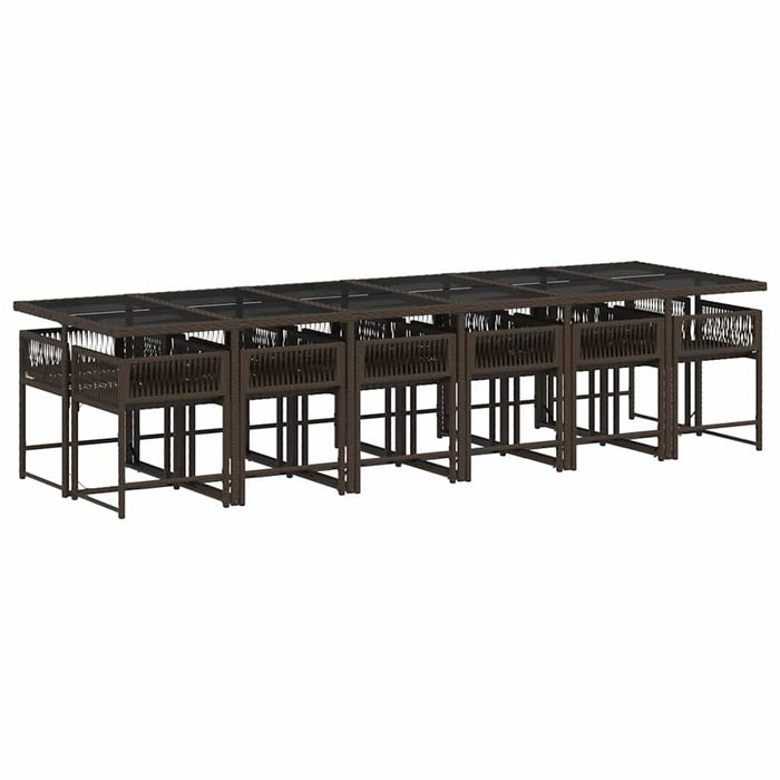 Set mobilier de grădină, 13 piese, maro, cu perne, poliratan - WALTI WALTI