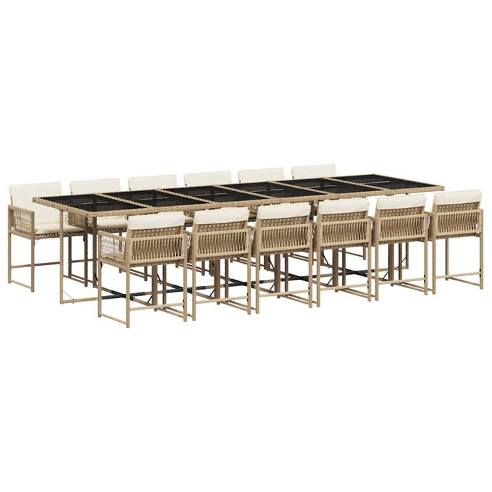 Set mobilier de grădină cu perne, 13 piese, bej, poliratan - WALTI WALTI