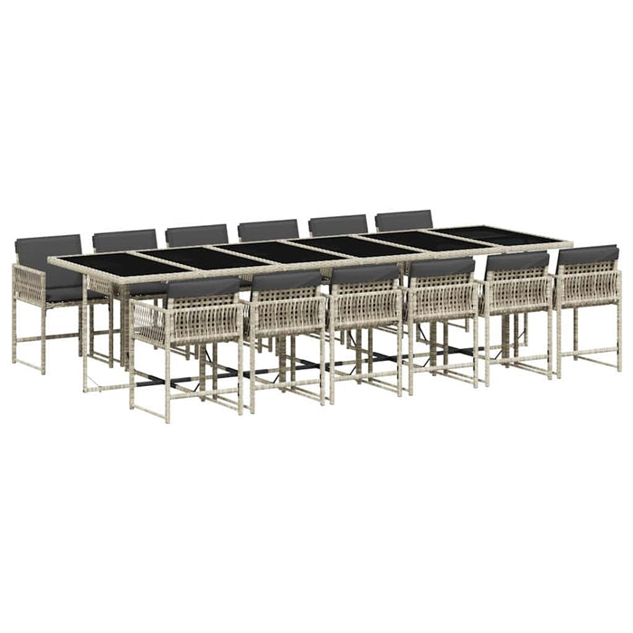 Set mobilier de grădină cu perne 13 piese gri deschis poliratan - WALTI WALTI
