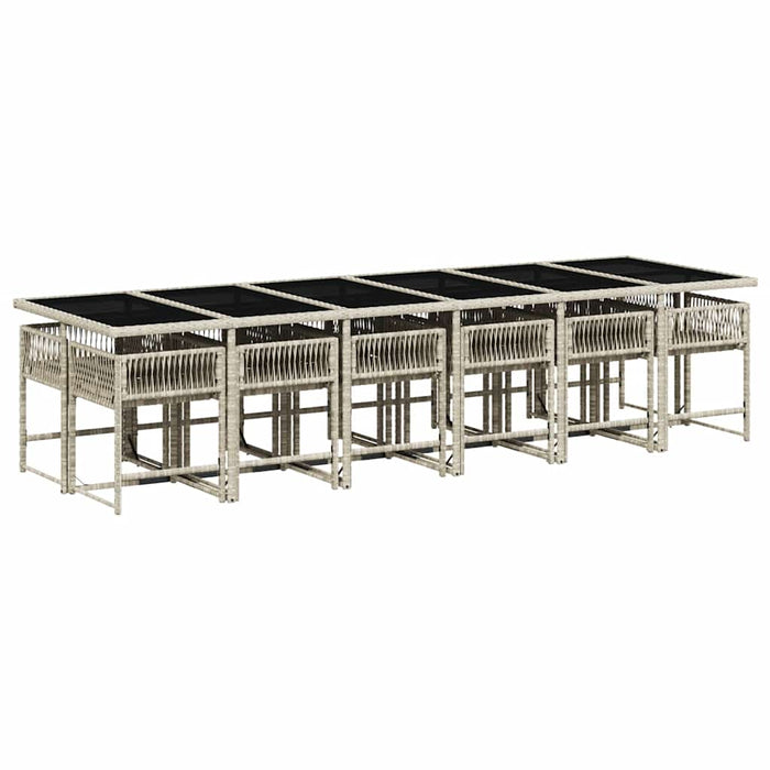 Set mobilier de grădină cu perne 13 piese gri deschis poliratan - WALTI WALTI