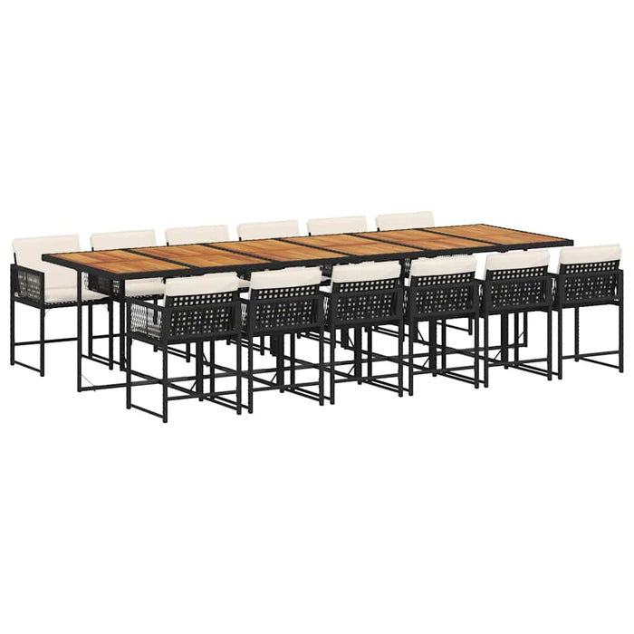 Set mobilier de grădină cu perne, 13 piese, negru, poliratan - WALTI WALTI