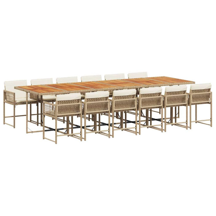 Set mobilier de grădină cu perne, 13 piese, bej, poliratan WALTI