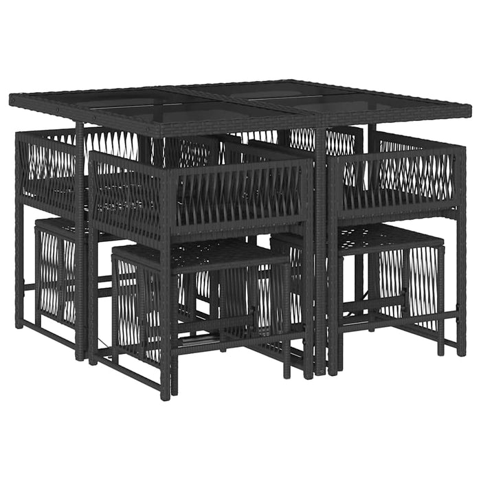 Set mobilier de grădină cu perne, 9 piese, negru, poliratan - WALTI WALTI