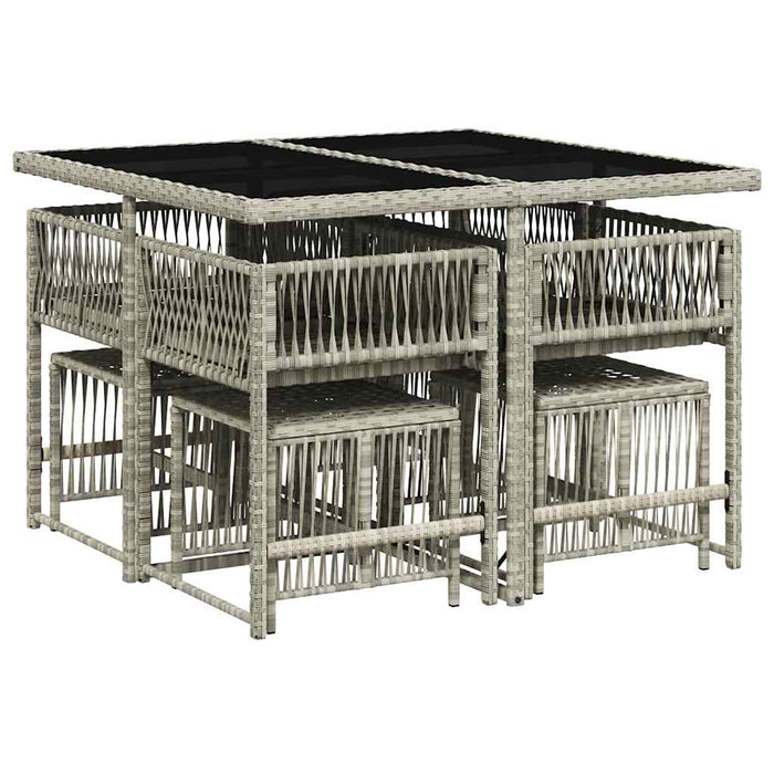Set mobilier grădină cu perne, 9 piese, gri deschis, poliratan - WALTI WALTI
