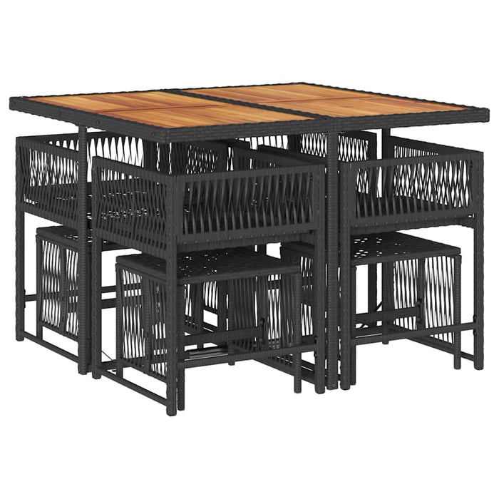 Set mobilier de grădină cu perne, 9 piese, negru, poliratan - WALTI WALTI