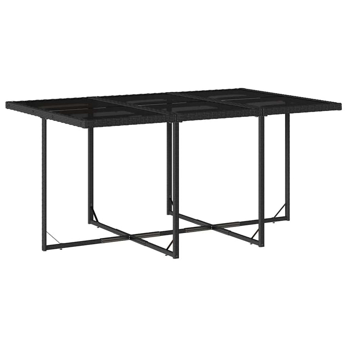 Set mobilier de exterior cu perne, 11 piese, negru, poliratan WALTI
