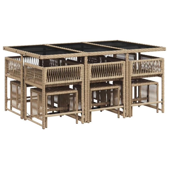 Set mobilier de grădină cu perne, 11 piese, bej, poliratan - WALTI WALTI