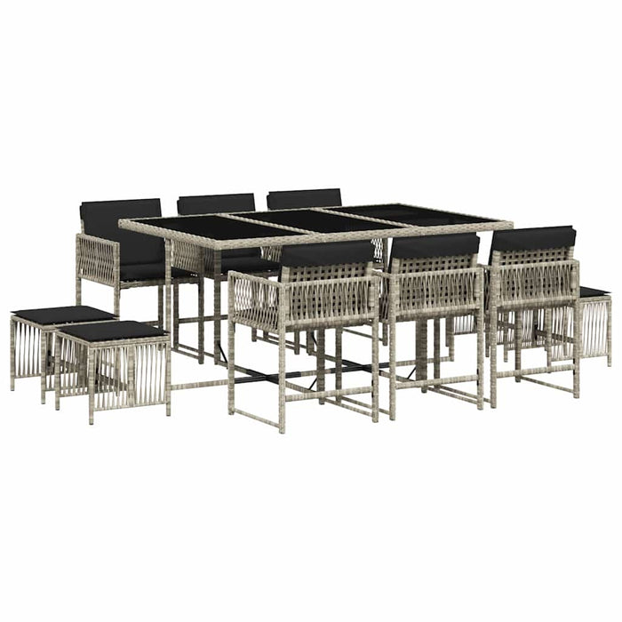 Set mobilier de grădină cu perne 11 piese gri deschis poliratan - WALTI WALTI