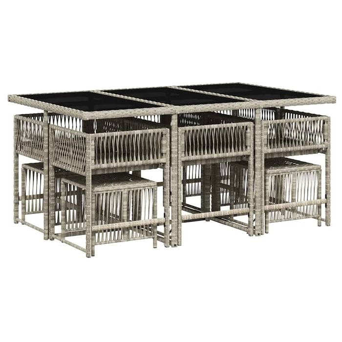 Set mobilier de grădină cu perne 11 piese gri deschis poliratan - WALTI WALTI