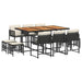 Set mobilier de exterior cu perne, 11 piese, negru, poliratan - WALTI WALTI