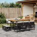 Set mobilier de exterior cu perne, 11 piese, negru, poliratan - WALTI WALTI