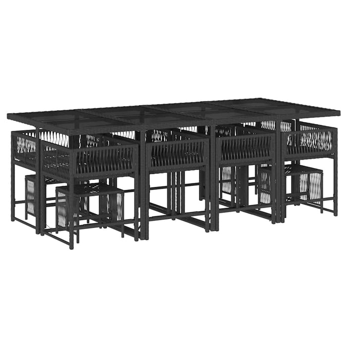 Set mobilier de grădină cu perne, 13 piese, negru, poliratan - WALTI WALTI