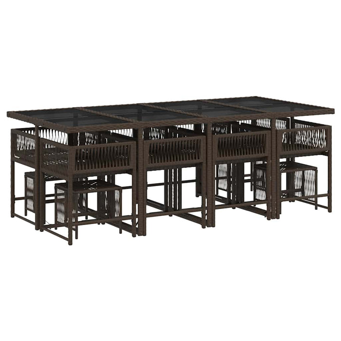 Set mobilier de grădină, 13 piese, maro, cu perne, poliratan - WALTI WALTI