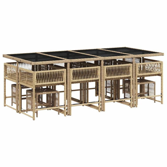 Set mobilier de grădină cu perne, 13 piese, bej, poliratan WALTI