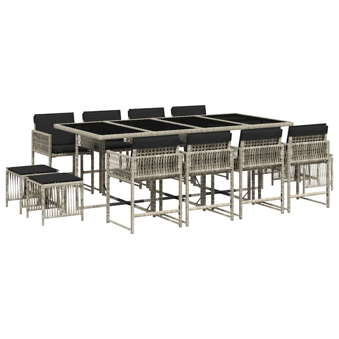 Set mobilier de grădină cu perne 13 piese gri deschis poliratan - WALTI WALTI
