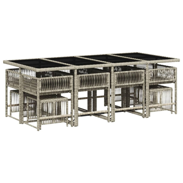 Set mobilier de grădină cu perne 13 piese gri deschis poliratan - WALTI WALTI