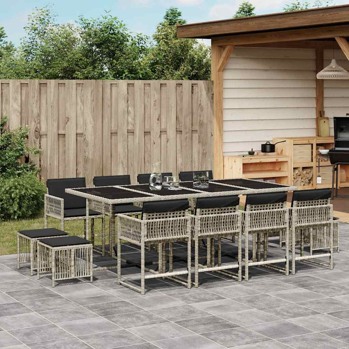 Set mobilier de grădină cu perne 13 piese gri deschis poliratan - WALTI WALTI