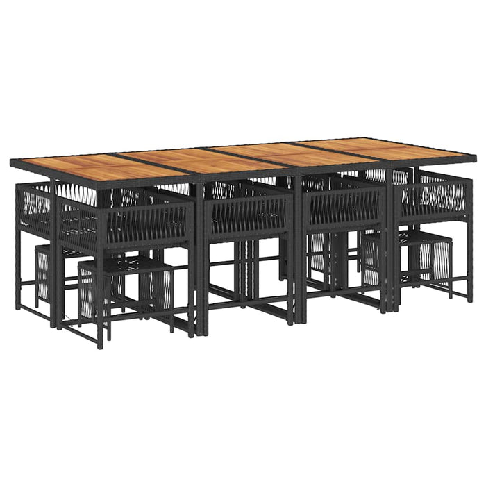 Set mobilier de grădină cu perne, 13 piese, negru, poliratan - WALTI WALTI