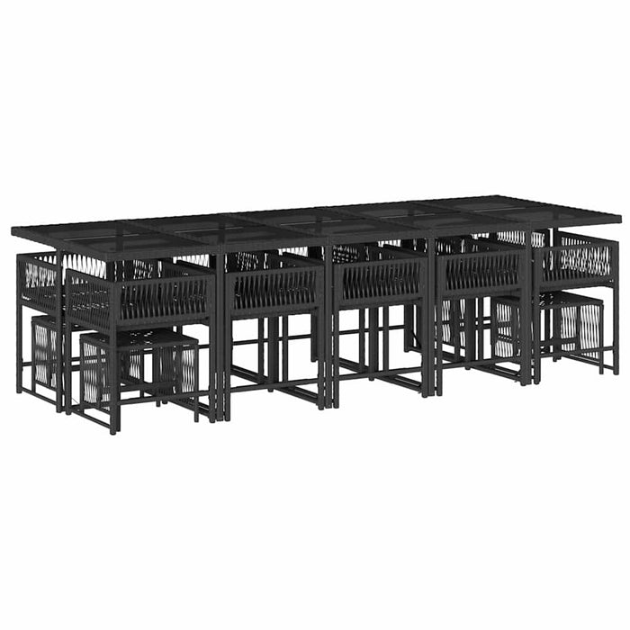 Set mobilier de grădină cu perne, 15 piese, negru, poliratan - WALTI WALTI