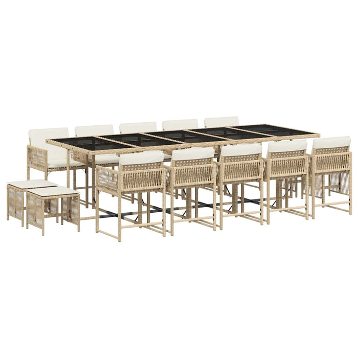 Set mobilier de grădină cu perne, 15 piese, bej, poliratan - WALTI WALTI