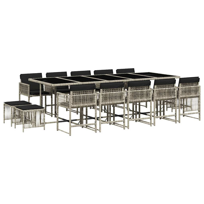 Set mobilier de grădină cu perne 15 piese gri deschis poliratan - WALTI WALTI