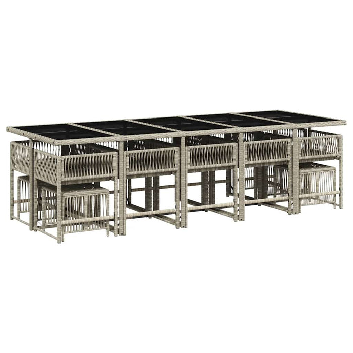 Set mobilier de grădină cu perne 15 piese gri deschis poliratan - WALTI WALTI