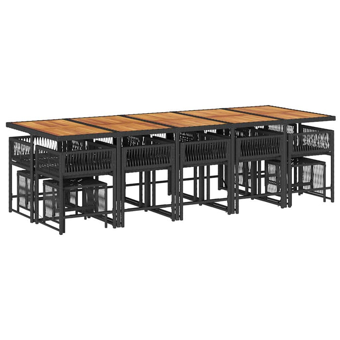 Set mobilier de grădină cu perne, 15 piese, negru, poliratan WALTI