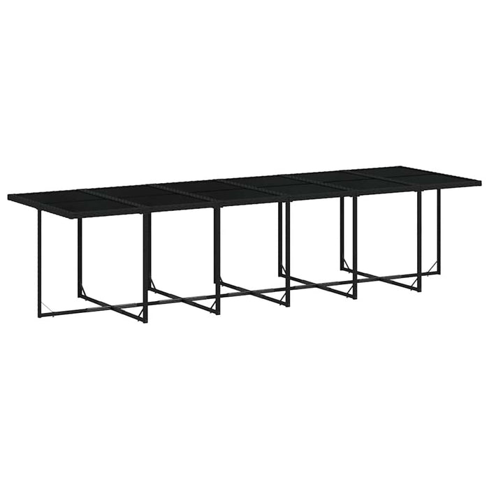 Set mobilier de grădină cu perne, 17 piese, negru, poliratan WALTI