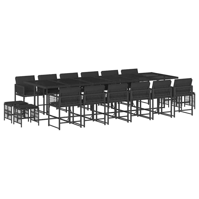 Set mobilier de grădină cu perne, 17 piese, negru, poliratan - WALTI WALTI