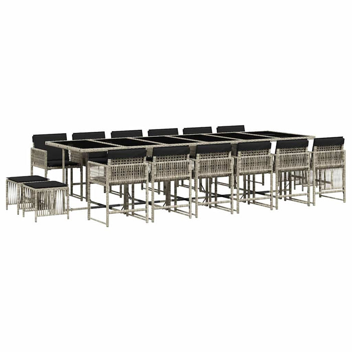 Set mobilier de grădină cu perne 17 piese gri deschis poliratan - WALTI WALTI