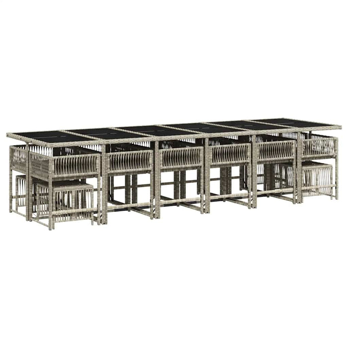 Set mobilier de grădină cu perne 17 piese gri deschis poliratan - WALTI WALTI