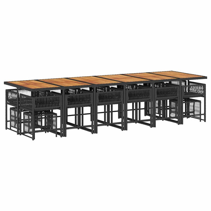 Set mobilier de grădină cu perne, 17 piese, negru, poliratan - WALTI WALTI