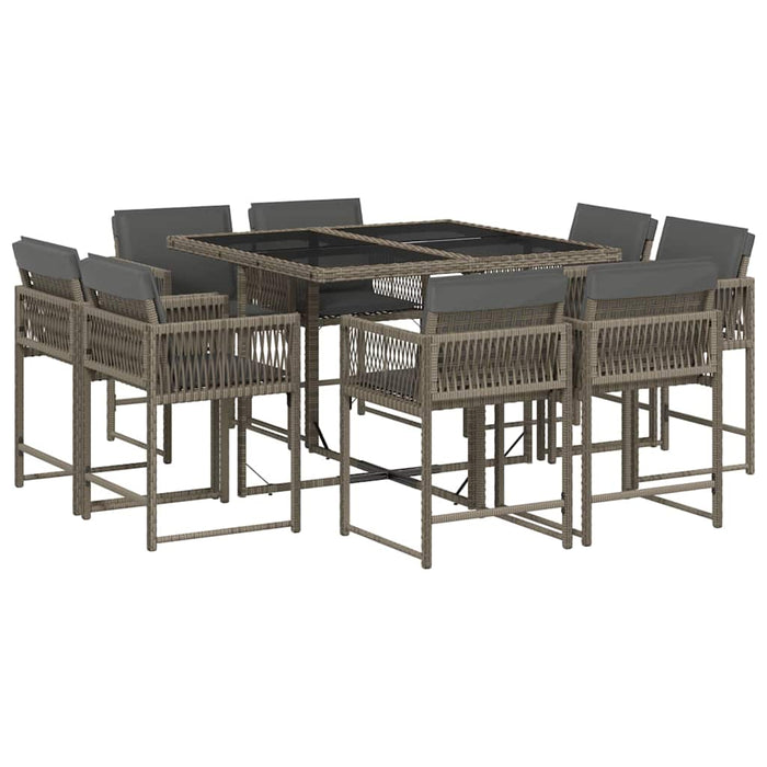 Set mobilier grădină cu perne, 9 piese, gri, poliratan - WALTI WALTI
