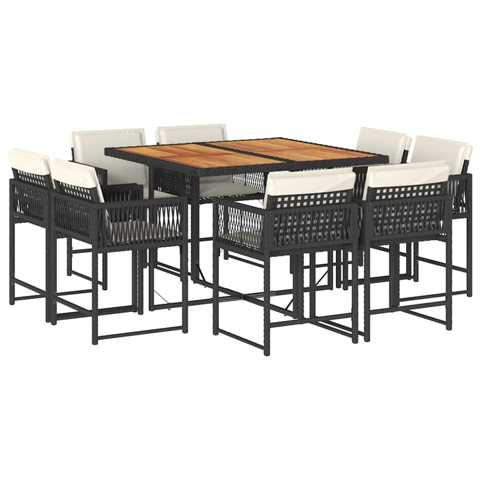 Set mobilier de grădină cu perne, 9 piese, negru, poliratan - WALTI WALTI