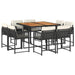 Set mobilier de grădină cu perne, 9 piese, negru, poliratan - WALTI WALTI