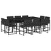 Set mobilier de exterior cu perne, 11 piese, negru, poliratan - WALTI WALTI