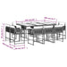Set mobilier de exterior cu perne, 11 piese, negru, poliratan - WALTI WALTI