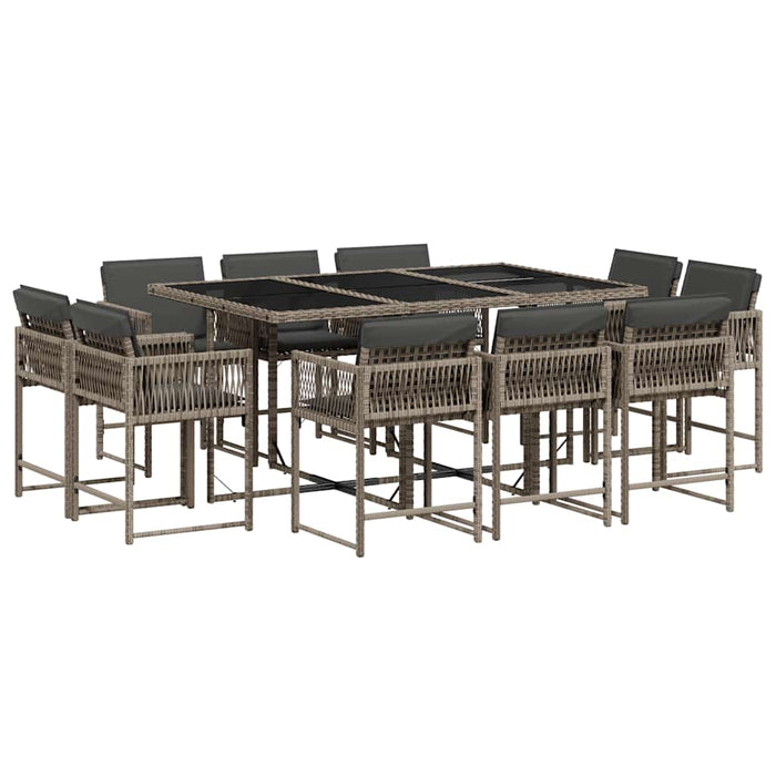 Set mobilier de grădină cu perne, 11 piese, gri, poliratan WALTI